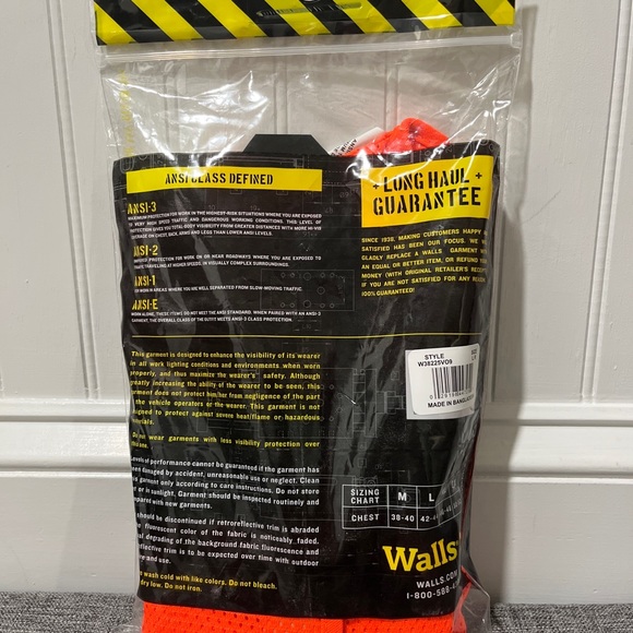 Walls Hi-Vis Mesh Safety Vest,  Unisex, ANSI Class 2, NEW - Picture 4 of 8